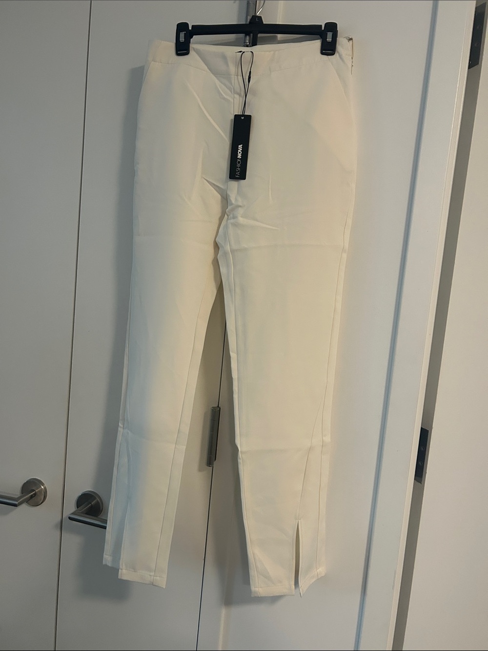 Fashion Nova Cream/White Slim Dress Pants